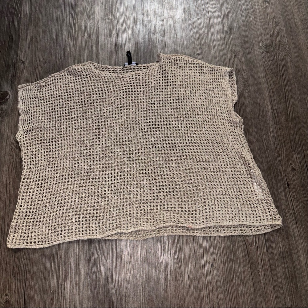 EUC Eileen Fisher Organic Linen Délavé Cap Sleeve Oversize Sweater SP